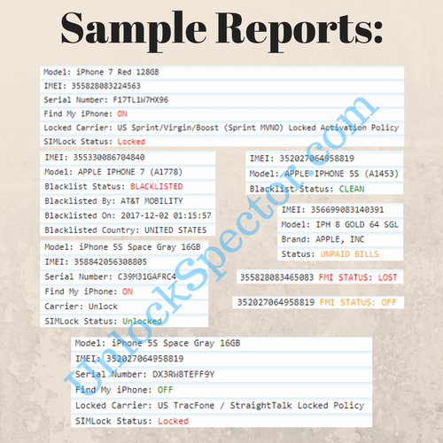 iPhone IMEI Check Report Sample